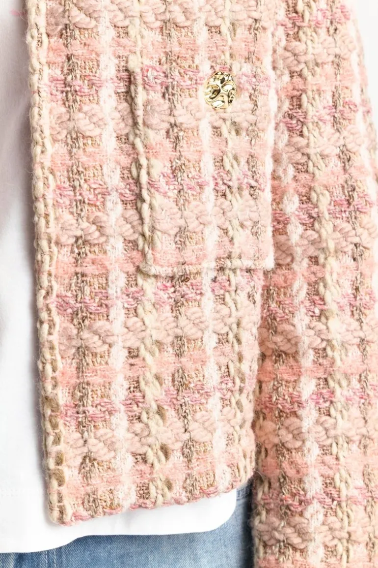 Bouclé-Jacke Mit Rundhalsausschnitt