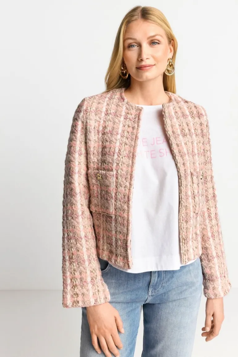 Bouclé-Jacke Mit Rundhalsausschnitt