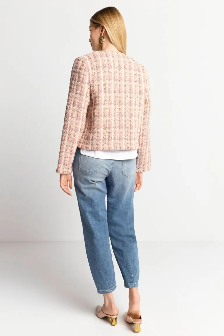 Bouclé-Jacke Mit Rundhalsausschnitt