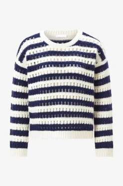 Gestreifter Lochstrickpullover
