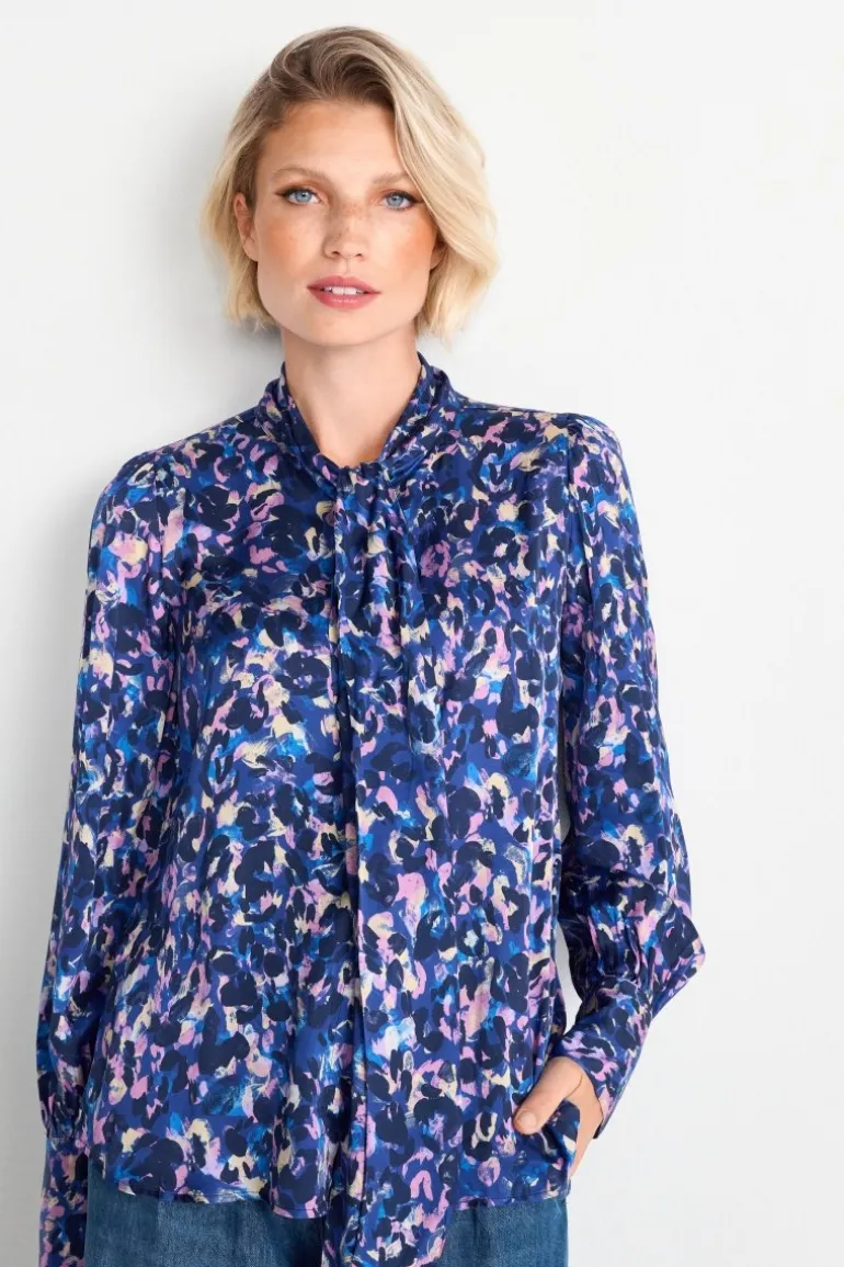 Schluppenbluse Mit Leo-Print