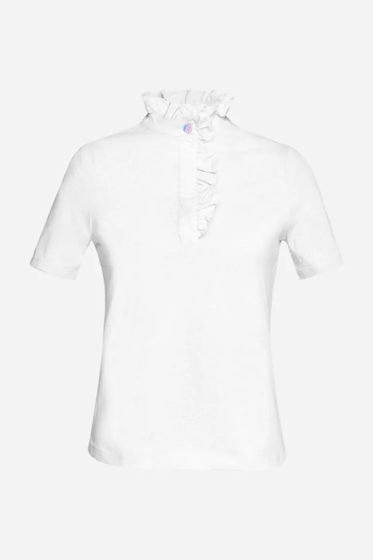Weißes T-Shirt Mit Frill-Kragen